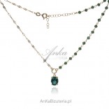 Gold-plated silver necklace with green zircons