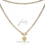 Silver gold-plated necklace with tibon -TI AMO - small heart
