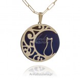 Gold-plated silver pendant with titanium CAT ON THE MOON
