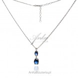 Silver necklace with sapphire zircons