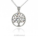 Silver pendant with colored zircons TREE OF HAPPINESS