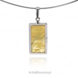 Silver pendant with yellow amber - Classic elegance