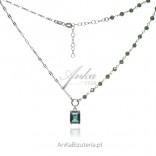 Silver necklace with green DUBLIN zircon