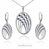 Silver jewelry titanium set - oval