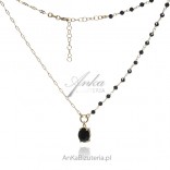 Gold-plated silver necklace with black zircons