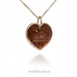 Gold-plated silver pendant with cognac amber HEART