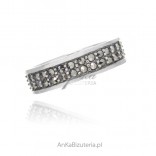 Silver wedding ring with marcasites