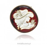 Gold-plated silver brooch-pendant, hand-carved CAMEA