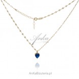 Gold-plated silver HEART necklace with sapphire cubic zirconia