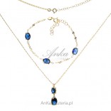 Gold-plated silver jewelry set with sapphire zircon