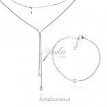 Wedding jewelry silver necklace and bracelet with cubic zirconia