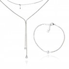 Biżuteria ślubna naszyjnik i bransoletka srebrna z cyrkoniami