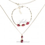 Unique gold-plated silver jewelry with ruby zircon