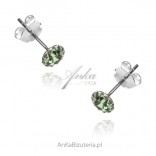 Beautiful silver earrings with green cubic zirconia