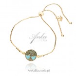 Gold-plated silver bracelet TREE OF LUCK with blue turquoise