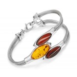 Beautiful silver bracelet with amber and calza chain