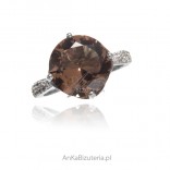 Silver ring with sultanite and cubic zirconia size 12