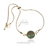 Gold-plated silver bracelet TREE OF LUCK with malachite