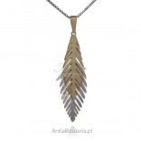 Satin and gold-plated silver pendant FERN LEAVES