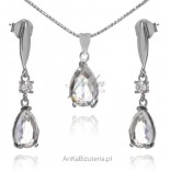 Elegant silver jewelry set with Aurora Borealis crystals