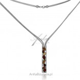 Elegant silver necklace with amber on Italian calza