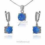 Set of silver jewelry with blue opal