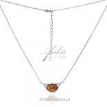 Silver necklace with amber TIME OF PEACE