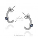 Silver earrings with sapphire cubic zirconia