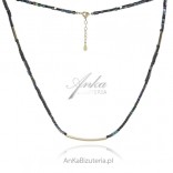 Gold-plated silver necklace with colored hematite