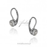 Silver earrings with white zircon on English clasp