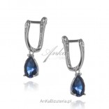 Silver earrings with sapphire cubic zirconia