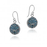 Silver earrings with turquoise LOTUS FLOWER