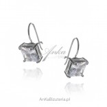 Silver earrings with a square zircon - beautiful