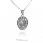 Medalik  srebrny   - Matka Boska - medalik diamentowany