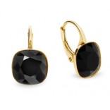 Barete Gold crystals earrings in JET color - black