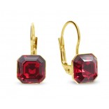 Gold-plated silver earrings EMPIRE Cristals in SCARLET color