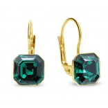 EMPIRE Cristals silver gold-plated earrings in EMERALD color