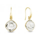 Fantasy gold-plated silver earrings with white crystal