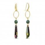 Silver earrings gold-plated Crystalactite with agates