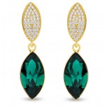 Thalia gold-plated silver earrings with white micro zircons and green EMERALD