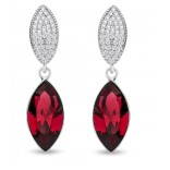 Thalia silver earrings with white micro zircons and red