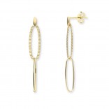 Silver earrings with gold-plated elongated corrugated links