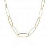 Gold-plated silver necklace with oval corrugated links