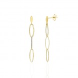 Gold-plated silver earrings LONG oblong notched links