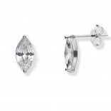 Rhodium-plated silver earrings with a beautiful MARQUIZA zircon