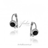 Silver earrings with black zircons