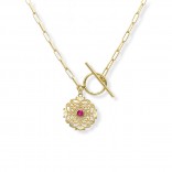 Gold-plated silver necklace with ruby rosette and tibon