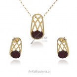 A set of gold-plated silver jewelry with cherry amber PARIS