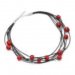 Silver necklace with natural coral