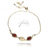 Gold-plated silver bracelet with cherry and white amber